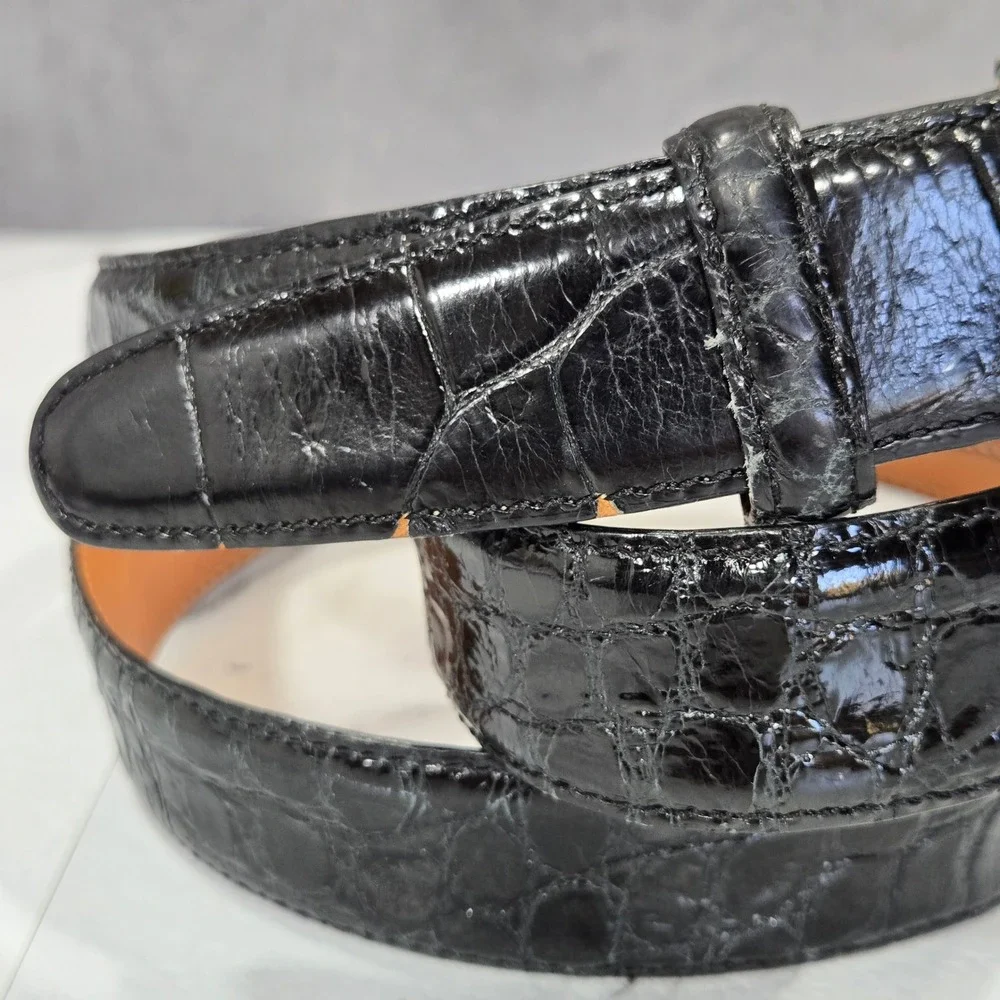 Martin Dingman Louisiana Alligator Belt Mens 44 Black USA Made Exotic Leather